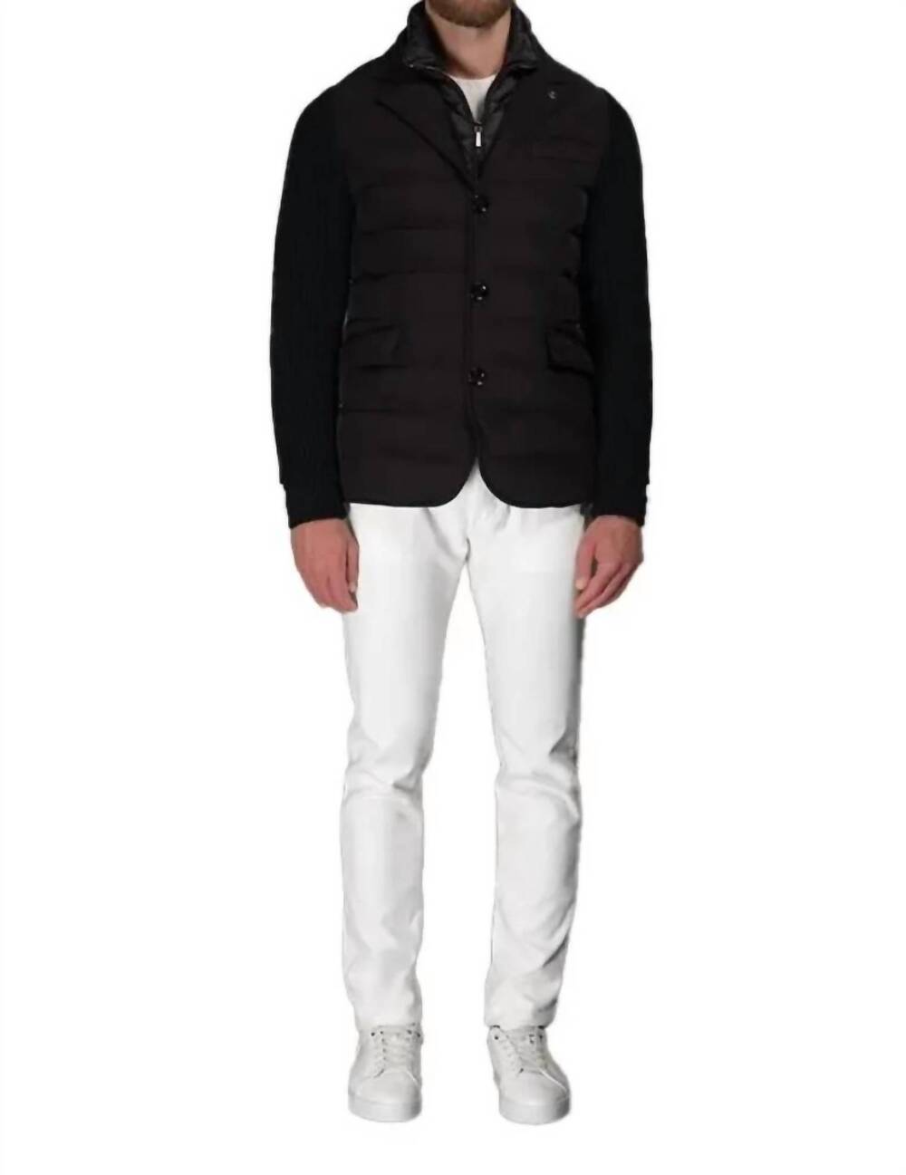 NEW MOORER roger quilted hybrid jacket in nero